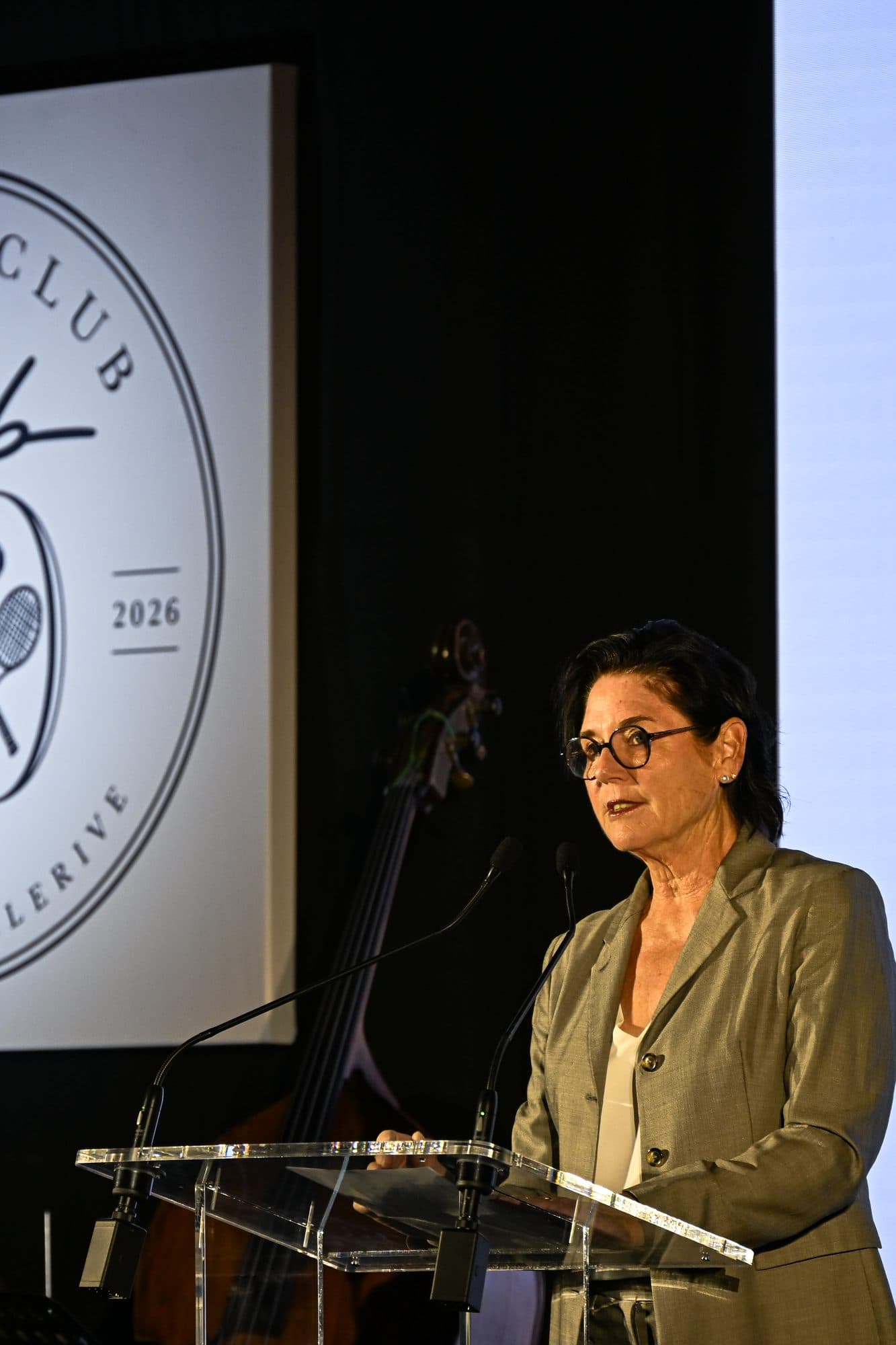 Christiane Jolissaint, vice-présidente de Swiss Tennis et représentante de l’ARGT, au pupitre