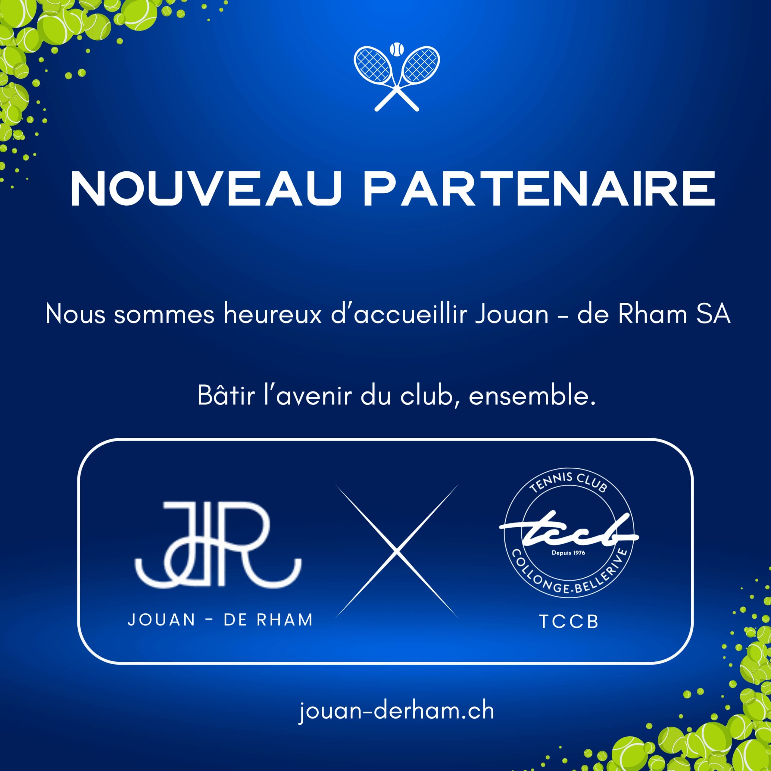 Annonce du partenariat Jouan – de Rham SA au TCCB